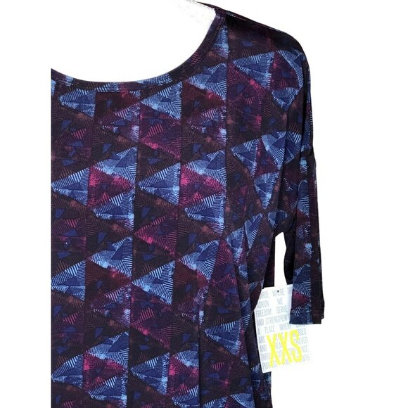 LuLaRoe RETIRED Irma Women's Size XXS Purple & Blue Triangles NWT - Picture 2 of 10